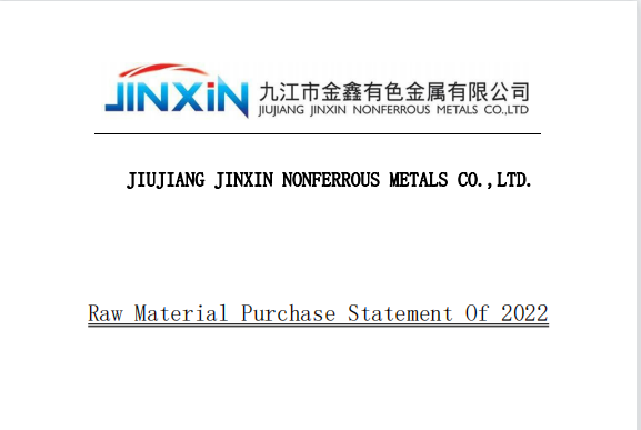 2022 Raw Material Purchase Statement