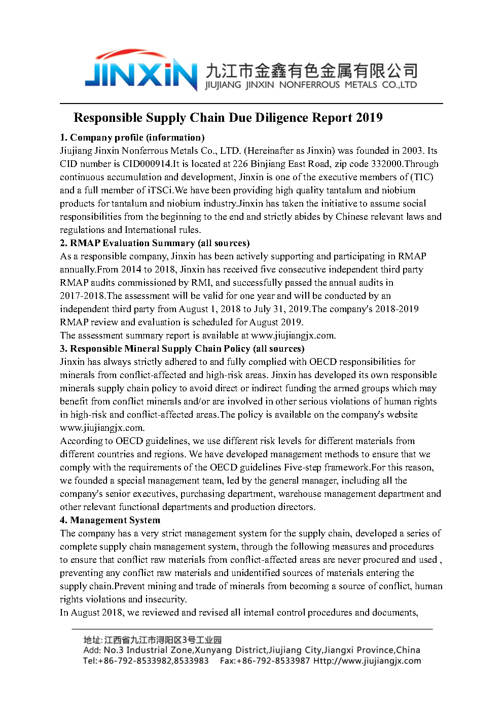 DUE DILIGENCE REPORT  2019
